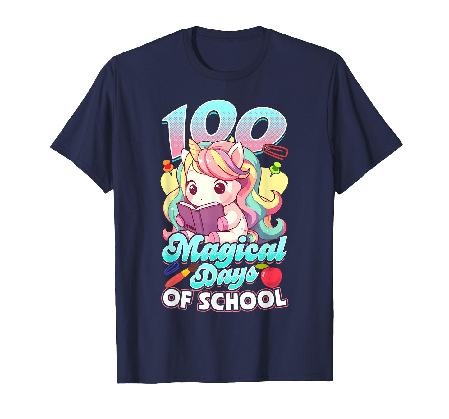 100 Days of School Unicorn 100 Magical Days Teacher Girls T-Shirt