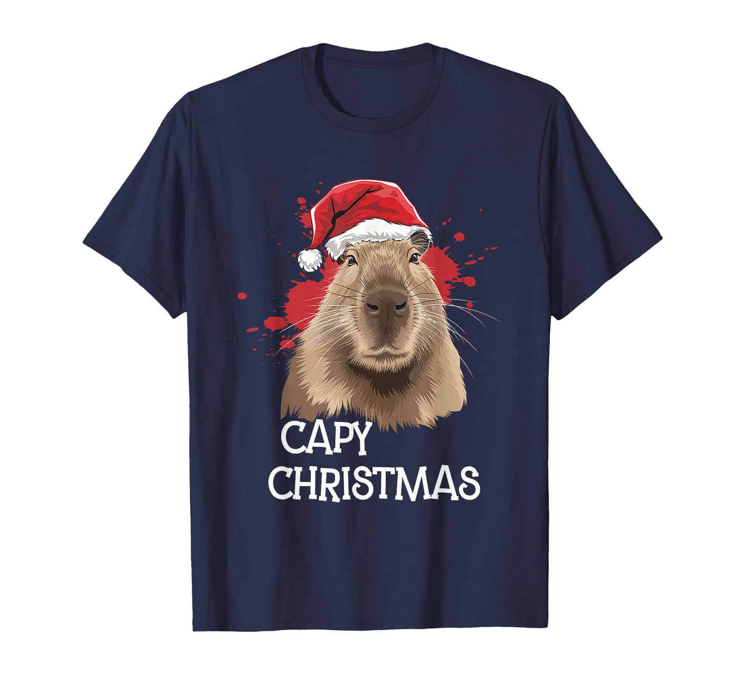 Capy Christmas Xmas Santa Hat Pajama Rodent Animal T-Shirt