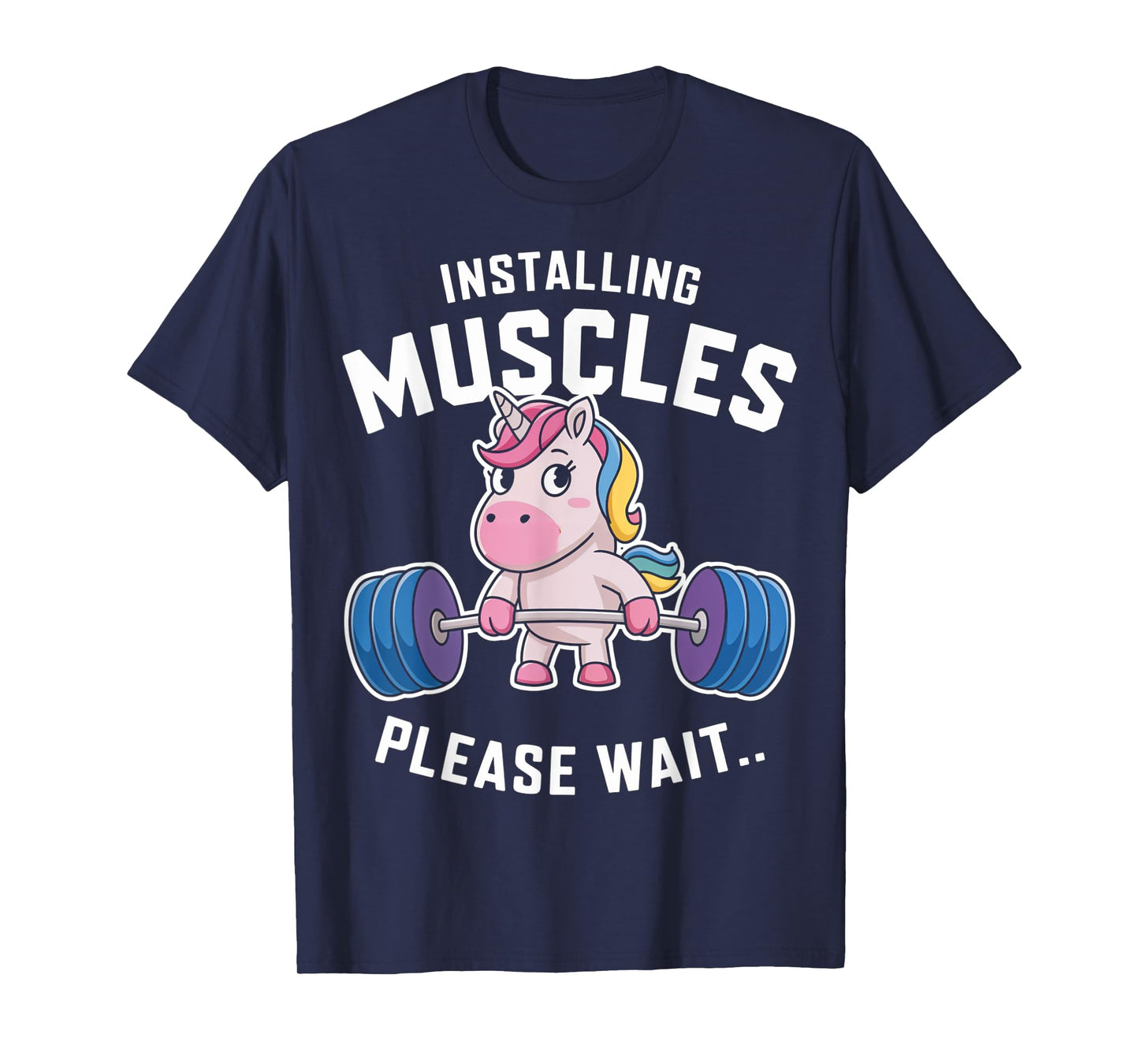 Unicorn Lifting Barbell Loading Muscles Funny Gym Design T-Shirt
