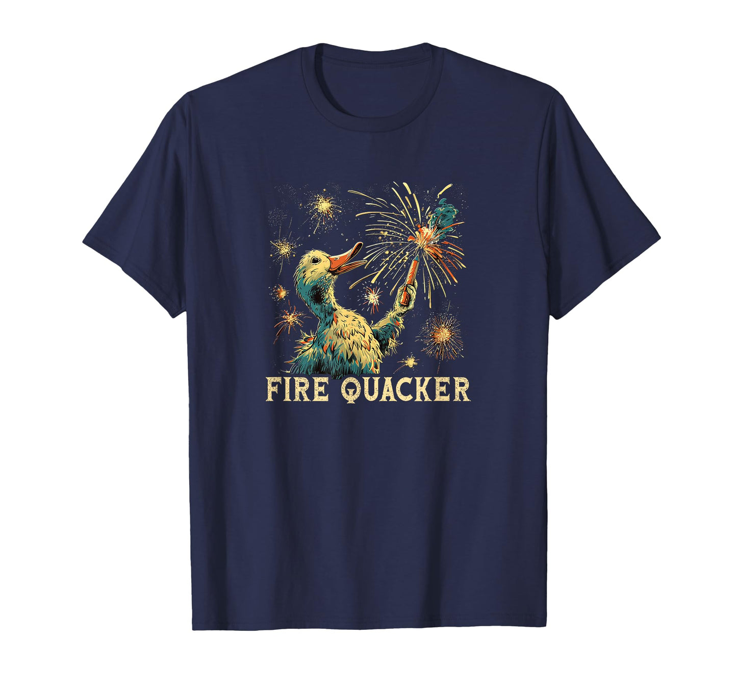 Funny Fireworks with Goose Duck - Fire Quacker T-Shirt