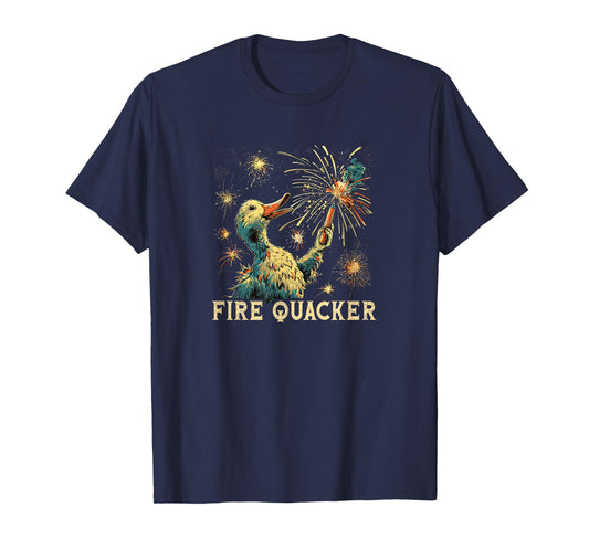 Funny Fireworks with Goose Duck - Fire Quacker T-Shirt