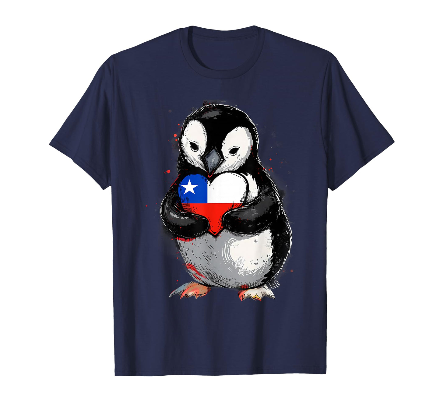 Chile Heart Penguin Chilean Pride Chilean Roots Chilean Flag T-Shirt