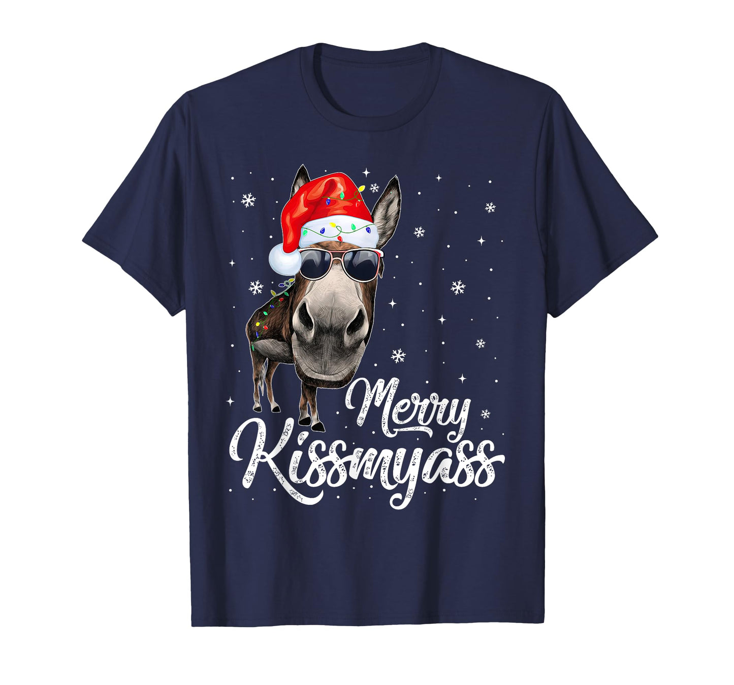 Merry Kissmyass Donkey Sarcastic Xmas Funny Pajama Christmas T-Shirt