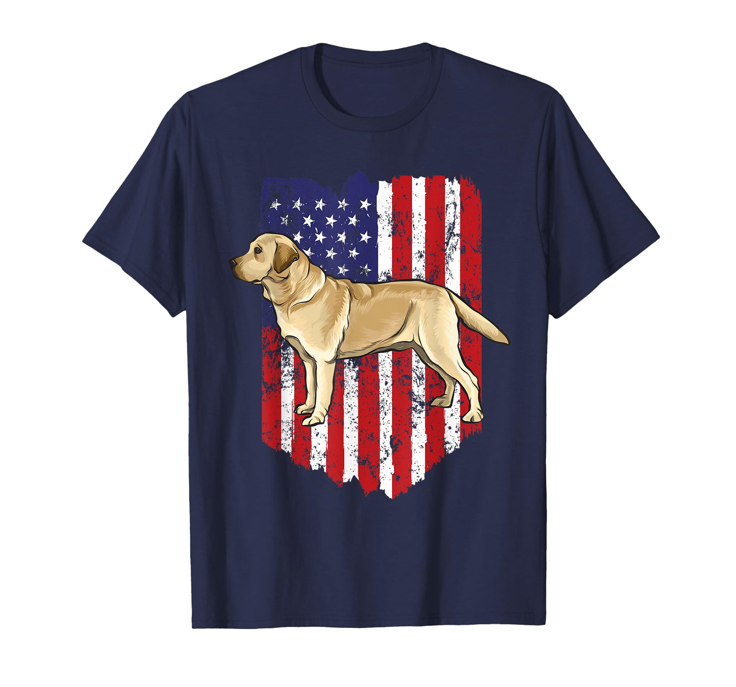 American Flag Yellow Labrador Retriever 4th Of July USA T-Shirt
