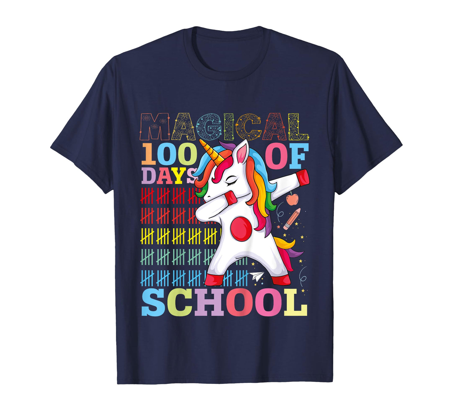 Unicorn Magical 100th Day of School Gift Boys Girls Kids T-Shirt