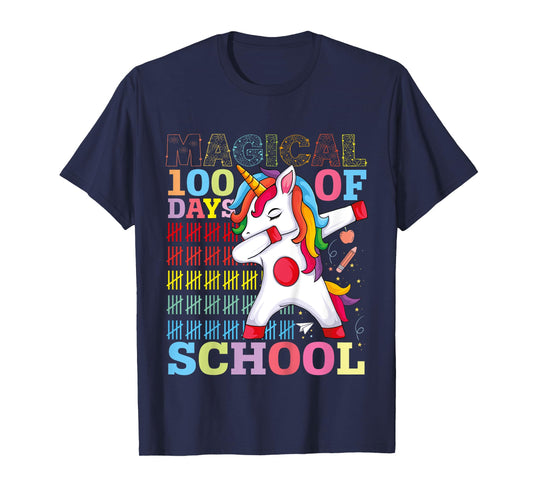 Unicorn Magical 100th Day of School Gift Boys Girls Kids T-Shirt