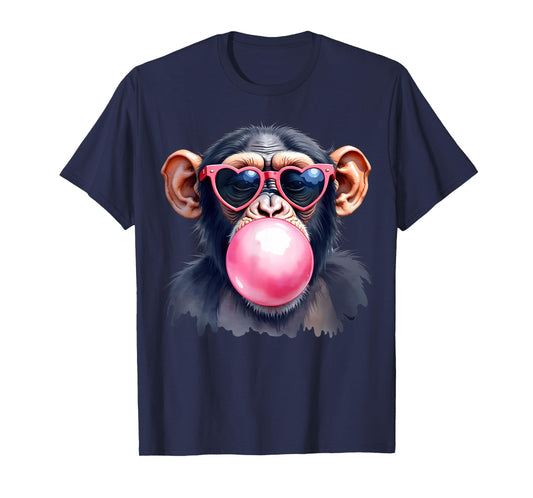 Chimpanzee Blowing Bubble Chimp Monkey Ape Animal Lover T-Shirt