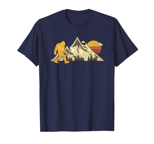 Bigfoot Vintage Mountain Sun Sasquatch Camping Hiking T-Shirt