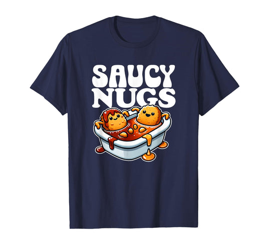 Saucy Nugs Cartoon Food Funny BBQ Sauce Chicken Nuggets T-Shirt