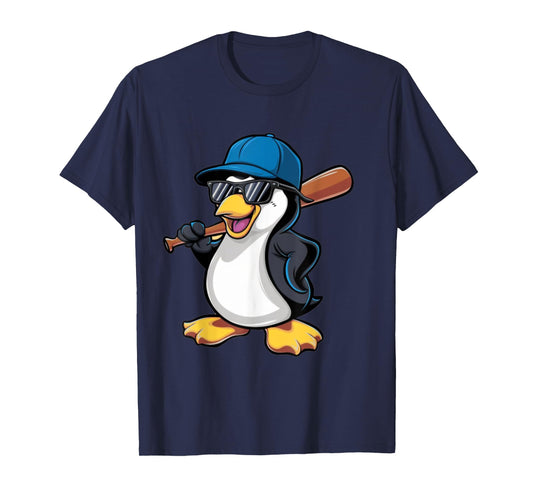 Penguin Baseball Panda Playing Baseball Penguin T-Shirt