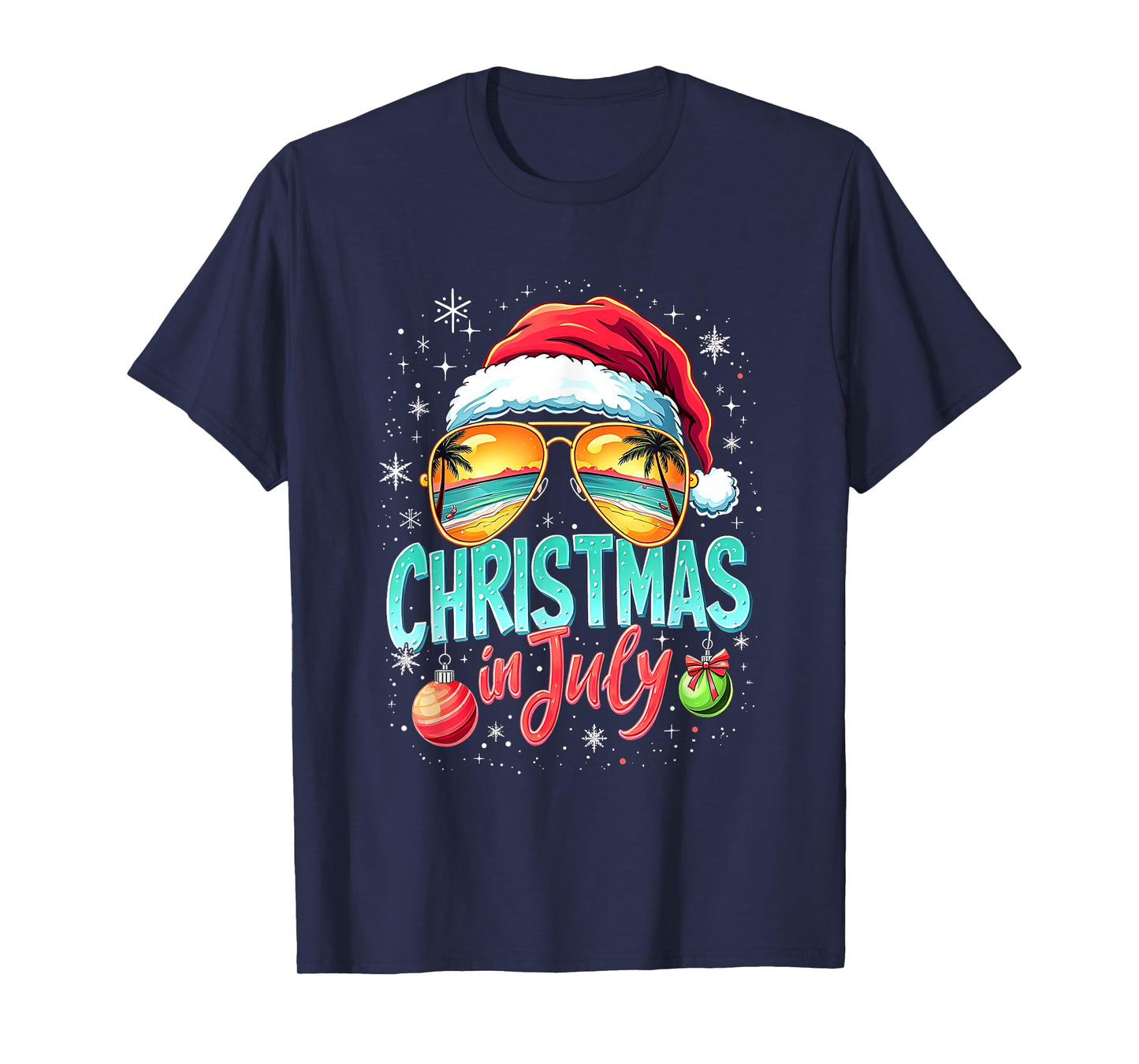 Beach Christmas in July Santa Claus Sunglasses Men Women T-Shirt