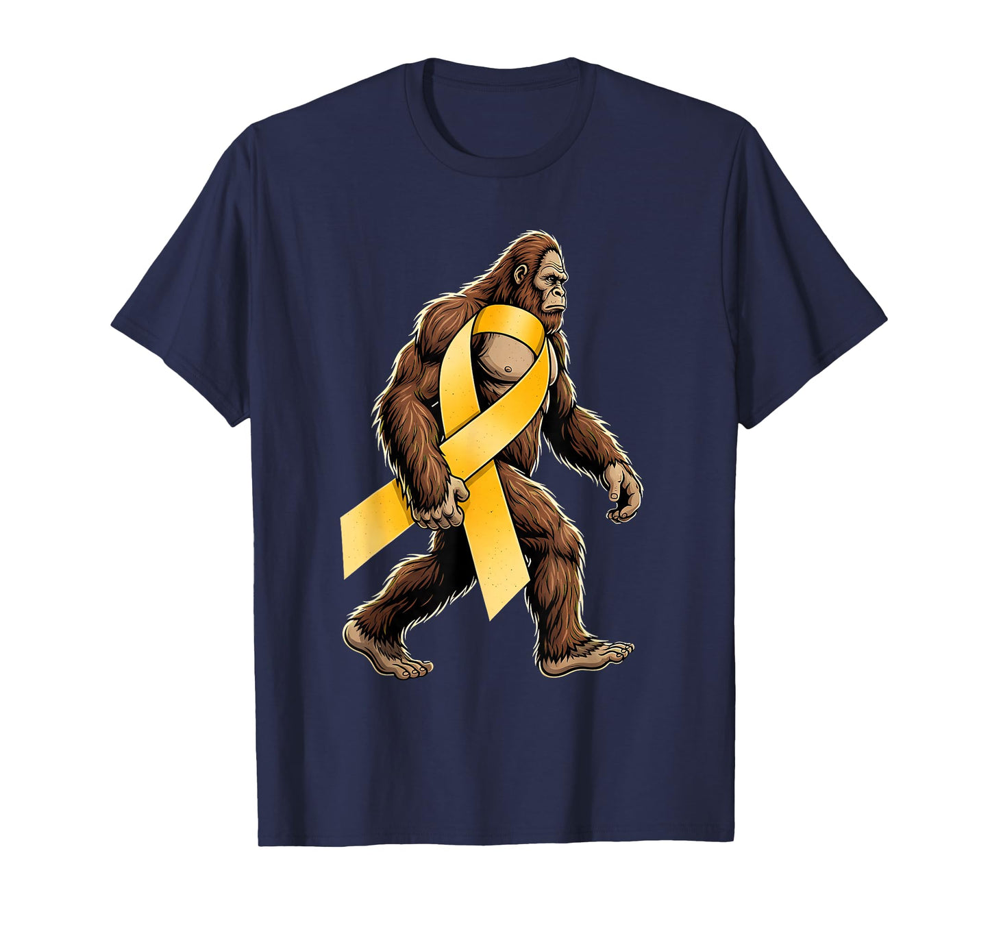 Bigfoot Sasquatch Childhood Cancer Awareness Gold Ribbon Boy T-Shirt