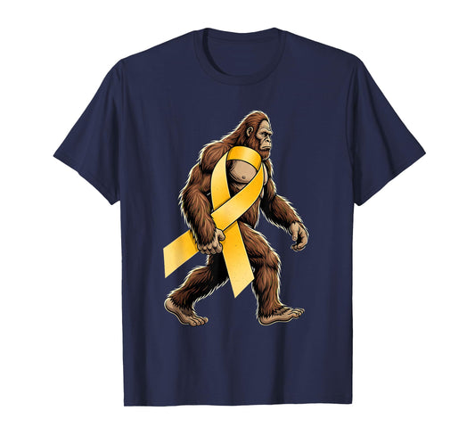 Bigfoot Sasquatch Childhood Cancer Awareness Gold Ribbon Boy T-Shirt