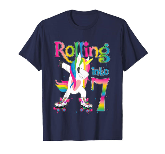 Rolling Into 7 years Let's Roll I'm Turning 7 Roller Skate T-Shirt