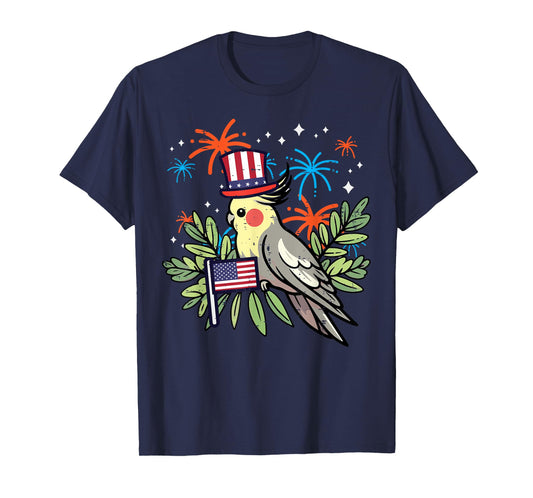 4th Of July Bird Cockatiel Independence Men Women Kids T-Shirt