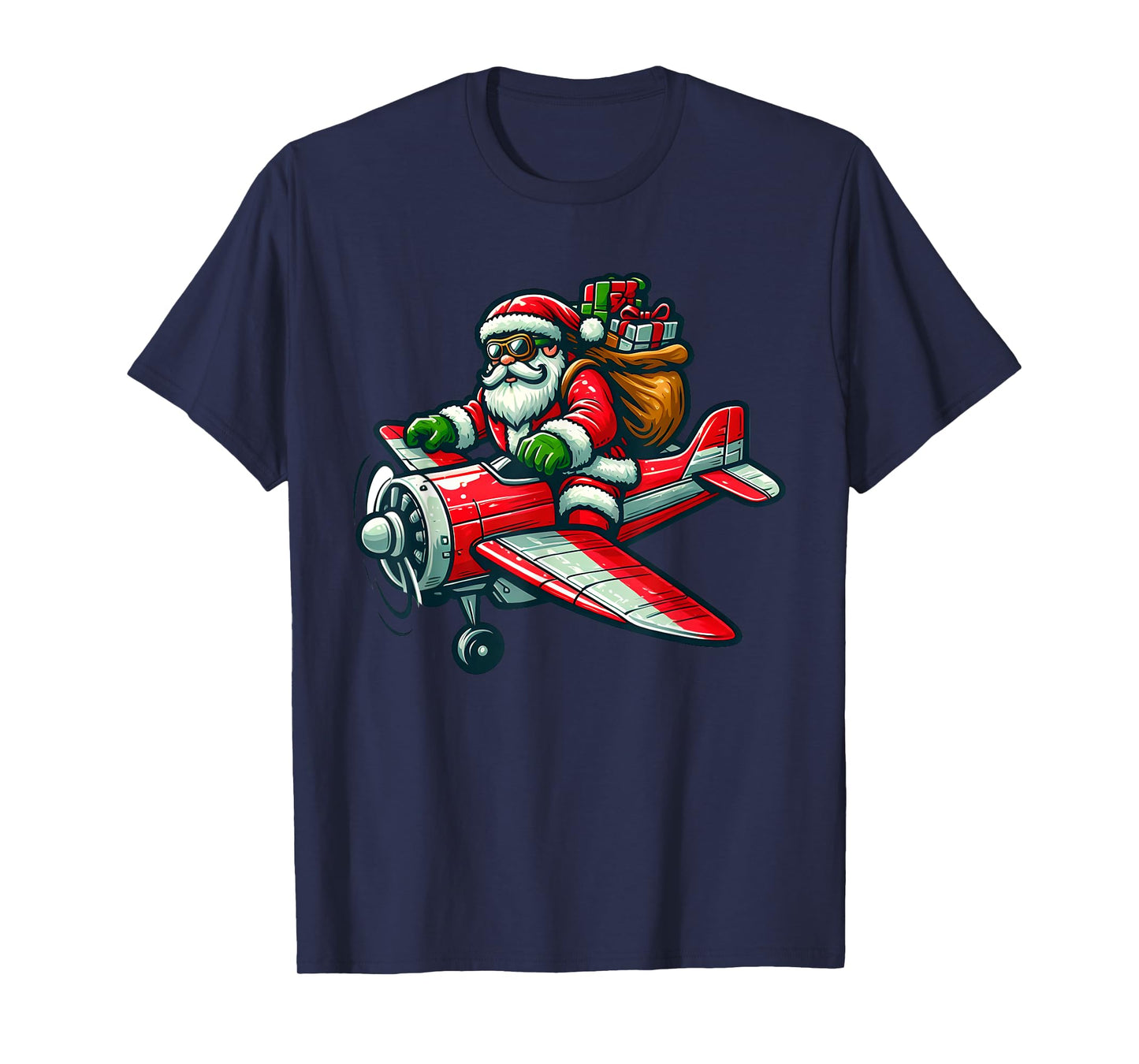 Santa Claus Flying Airplane Christmas Pajama Toddler Kids T-Shirt