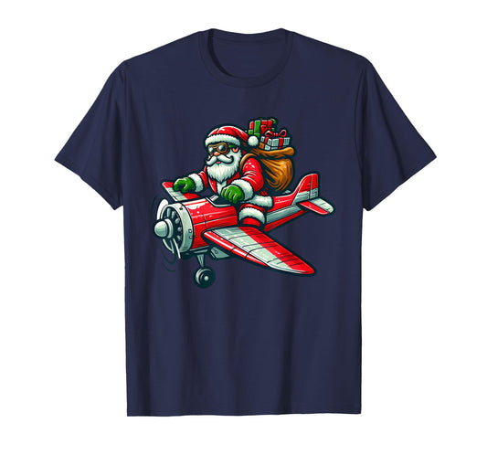Santa Claus Flying Airplane Christmas Pajama Toddler Kids T-Shirt