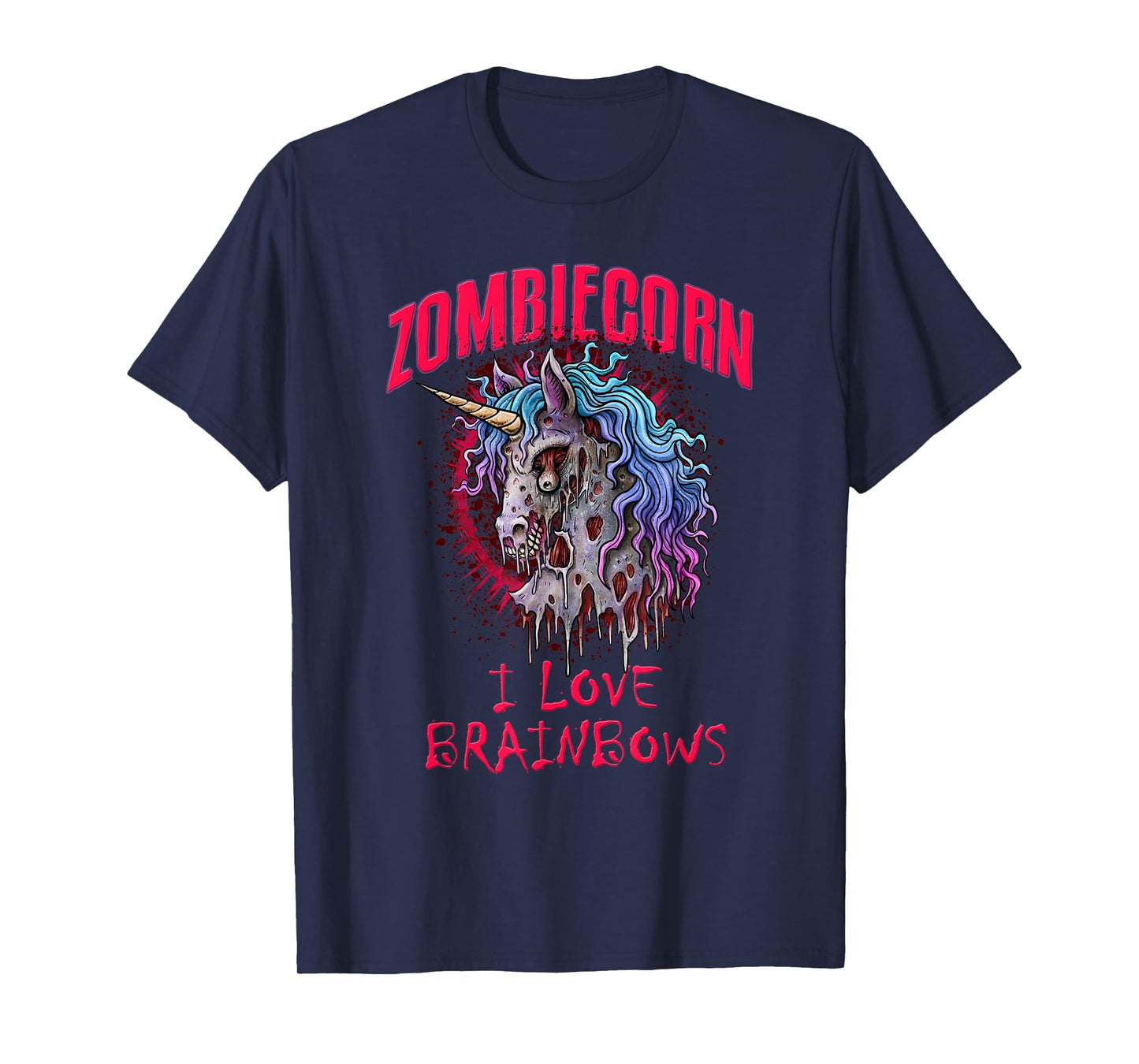 Zombie Unicorn I Love Brainbows Punk Gothic Goth Halloween T-Shirt