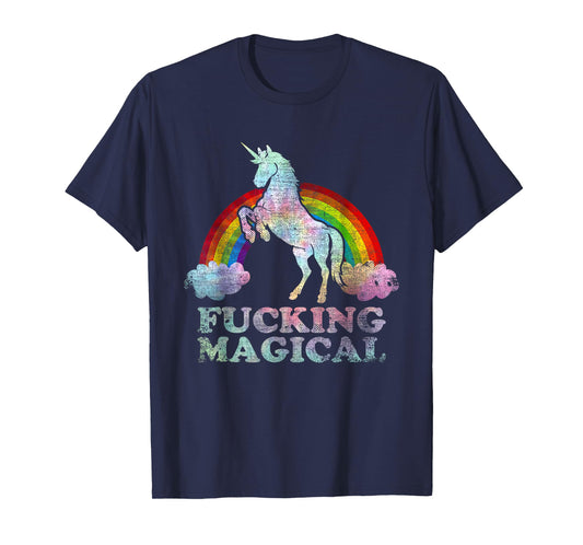 Funny Retro adult humour Fucking Magical Unicorn Tie Dye T-Shirt