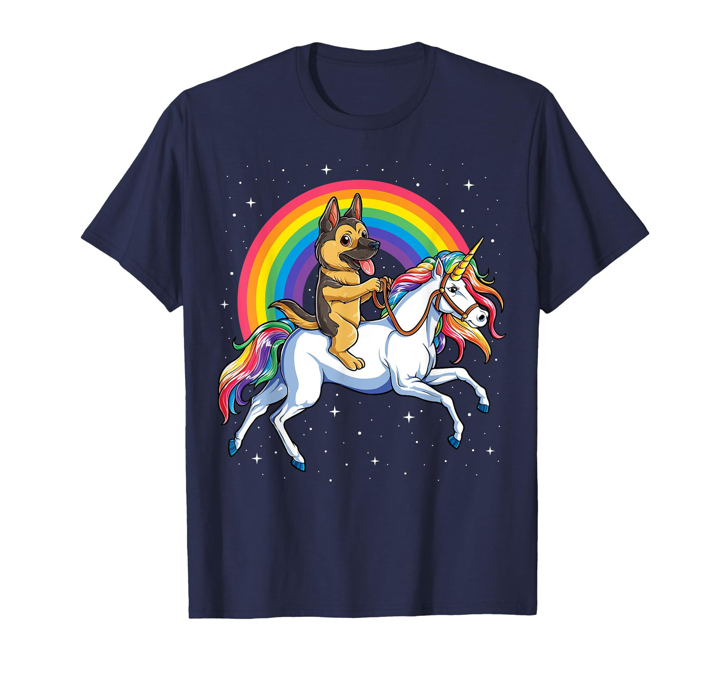 German Shepherd Unicorn T shirt Girls Space Galaxy Rainbow T-Shirt