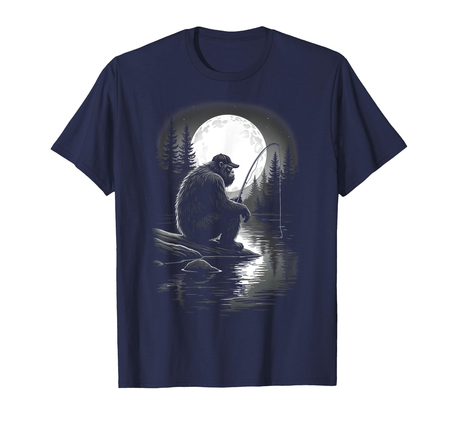 Bigfoot Fishing Sasquatch Funny Fisherman Bigfoot T-Shirt