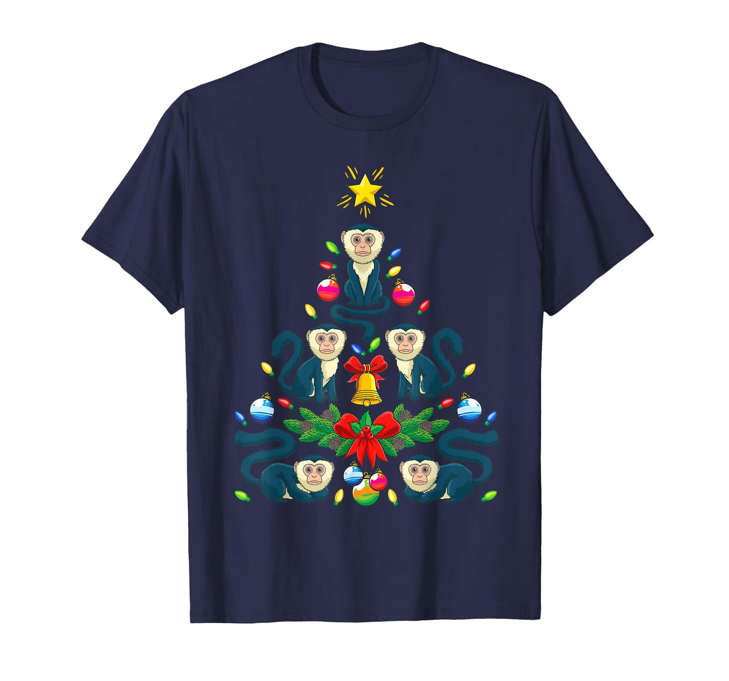 Capuchin Monkey Christmas Tree Monkey Animal T-Shirt