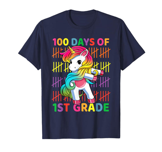 100 Days of 1st Grade Unicorn Flossing 100th Day Of School T-Shirt