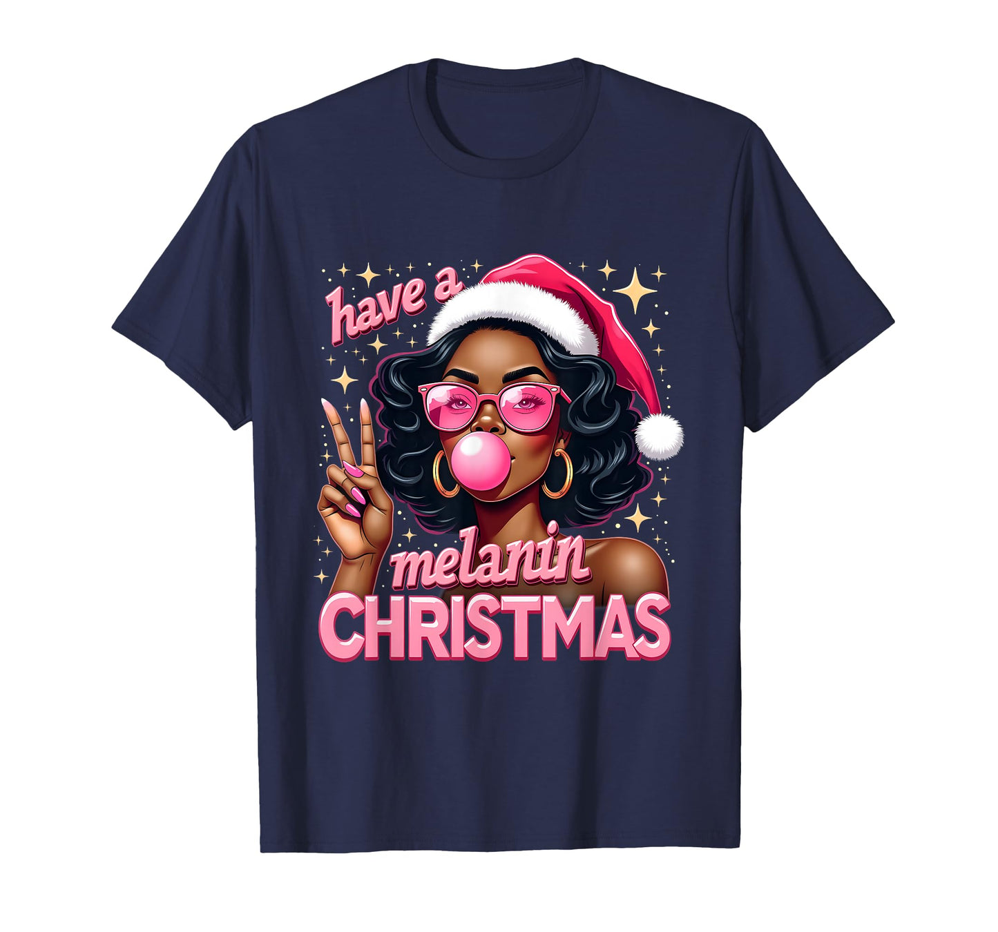 Have A Melanin Christmas Black African American Woman T-Shirt