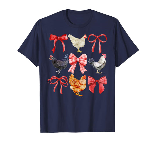 Coquette Chickens, Chickens and Bows, Watercolor T-Shirt
