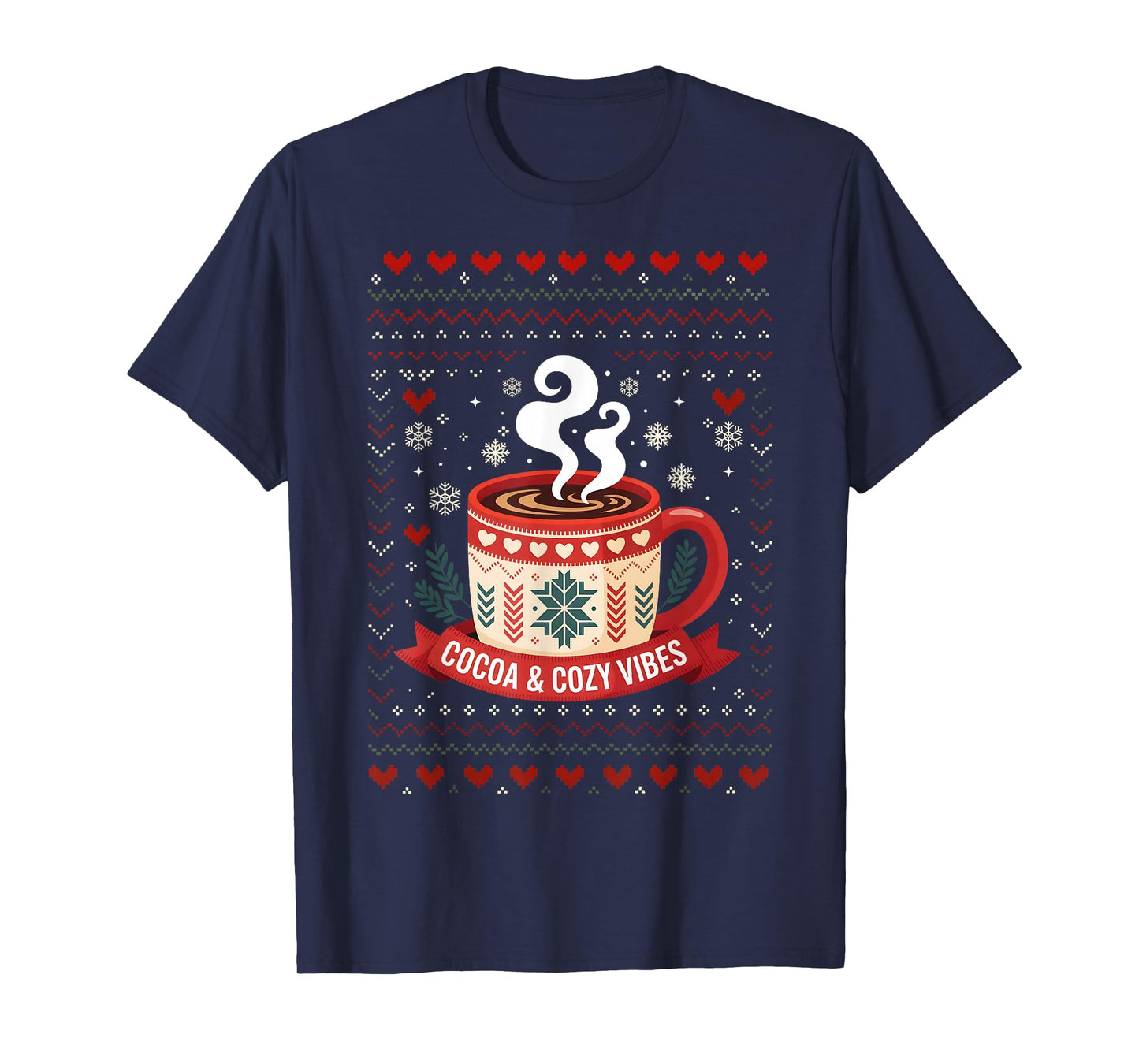 Cocoa Cozy Vibes Snowflake Fall Hot Chocolate Christmas Xmas T-Shirt
