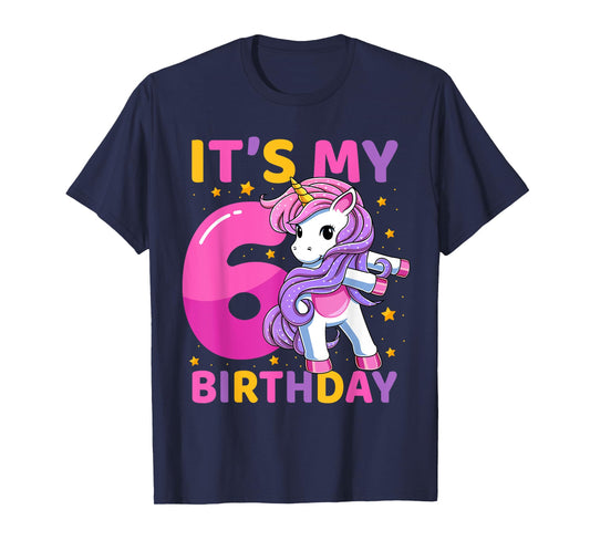 6 Years Old Unicorn Flossing 6th Birthday Party Girls Kids T-Shirt