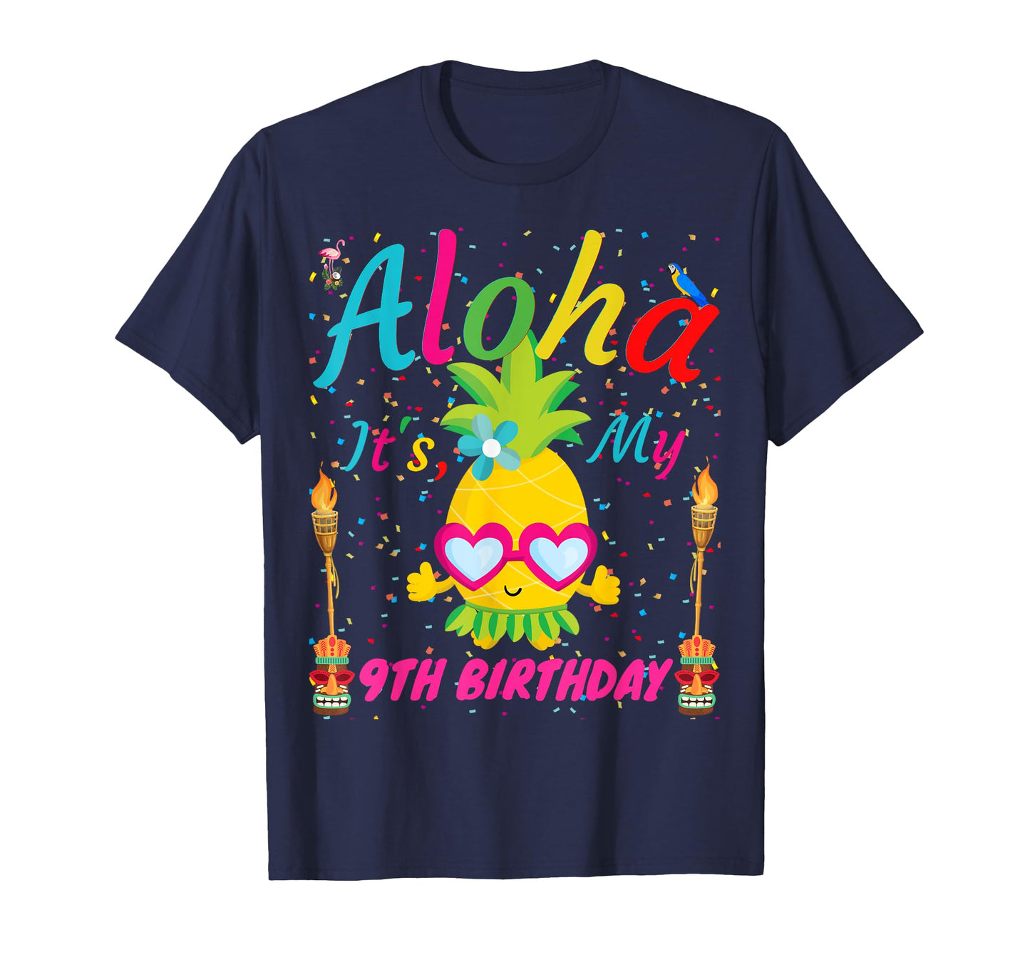 Aloha It's My 9th Birthday Hawaii 9 Years Girls Luau Candles T-Shirt