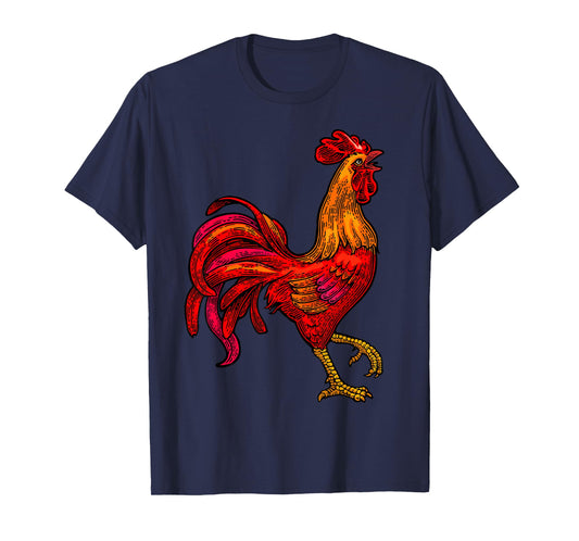 Red Rooster Vintage Retro Farmer Shirt Cock Bird Rooster T-Shirt