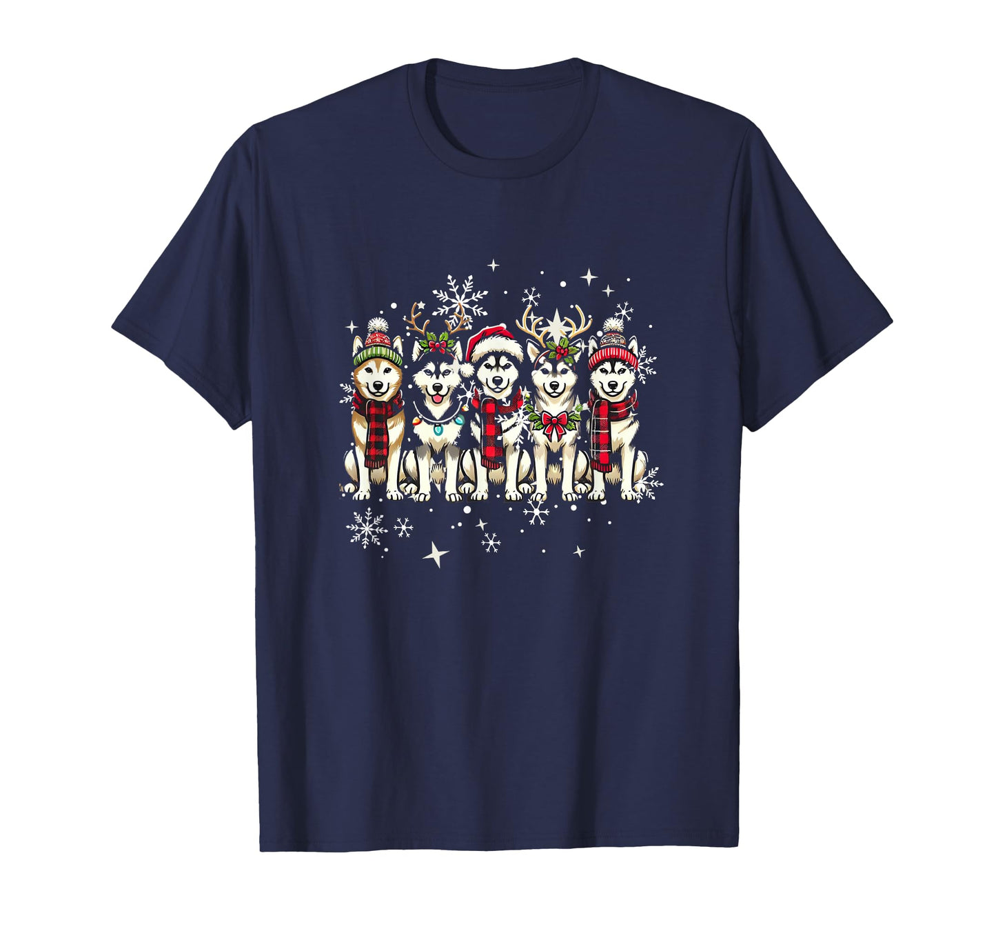 Husky Christmas Santa Hat Xmas Husky Lover T-Shirt