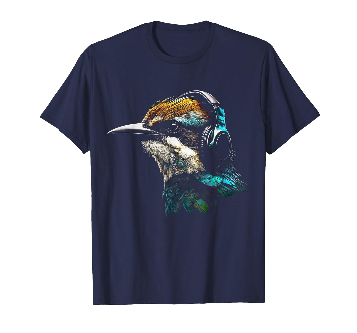 Bird Headphones Artwork | Music Animal Motif Bird T-Shirt