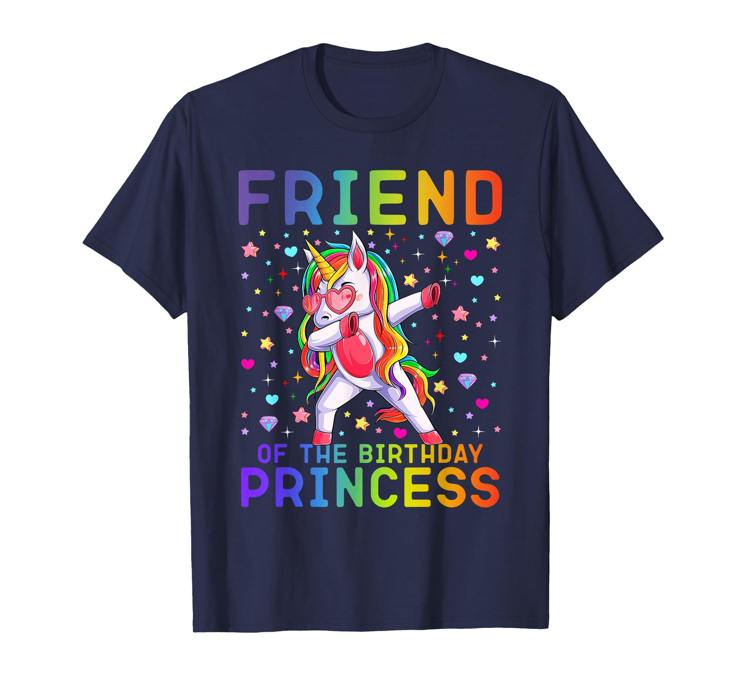 Friend of the Birthday Princess Dabbing Unicorn Rainbow Kids T-Shirt