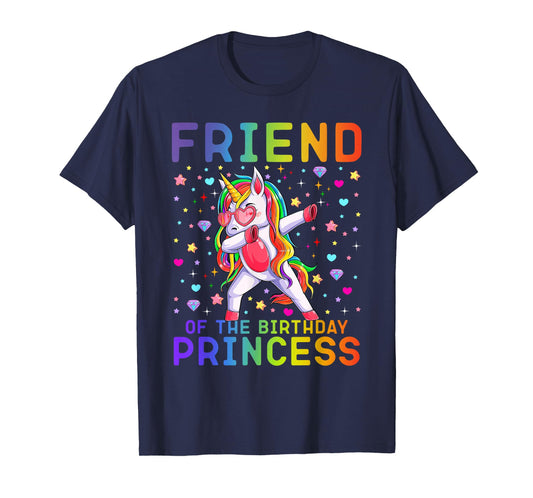Friend of the Birthday Princess Dabbing Unicorn Rainbow Kids T-Shirt