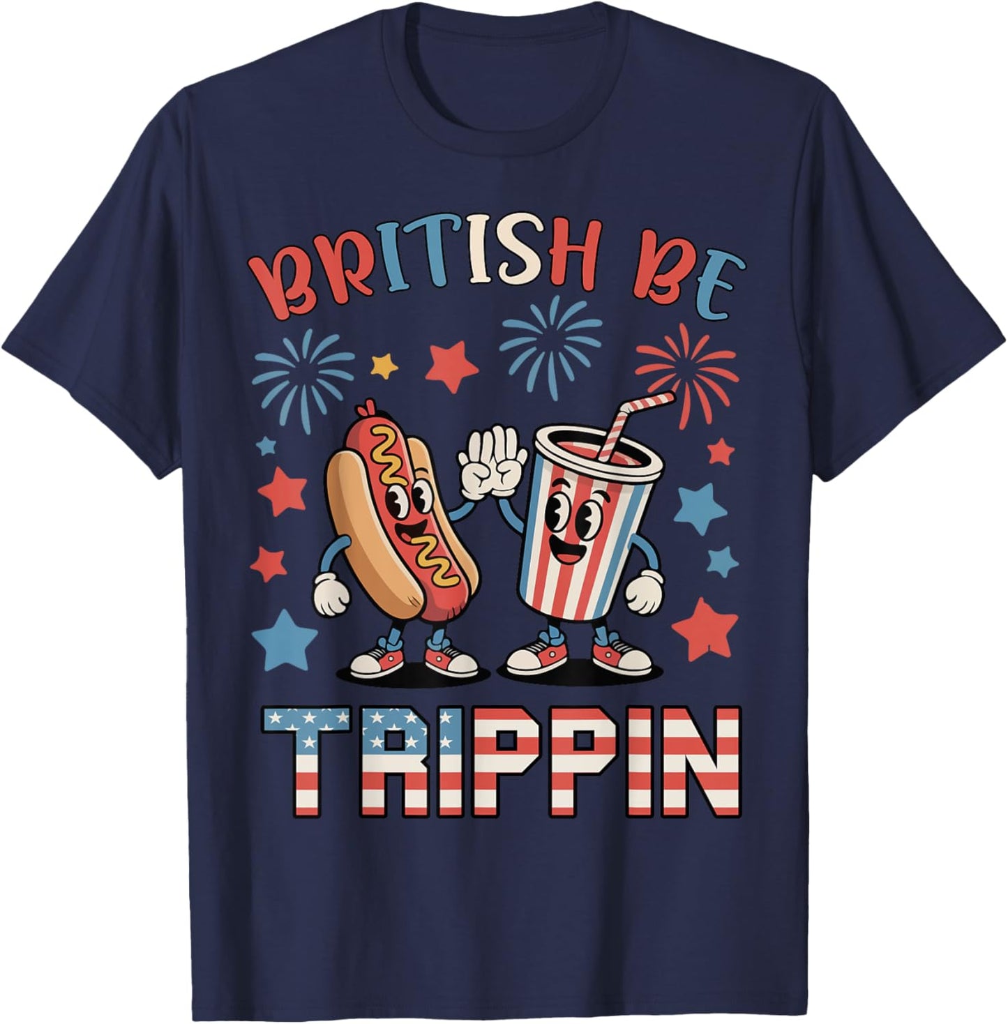 British Be Trippin Hotdog 4th July Kid Boy Toddler Patriotic T-Shirt