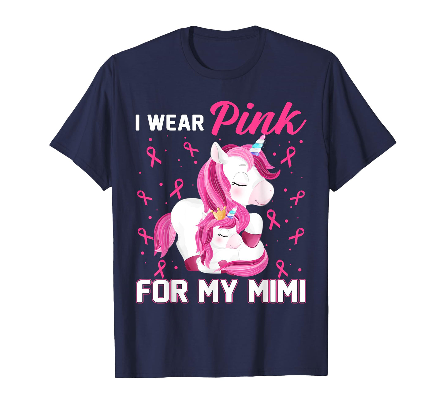 I Wear Pink For My Mimi Breast Cancer Awareness Unicorn T-Shirt
