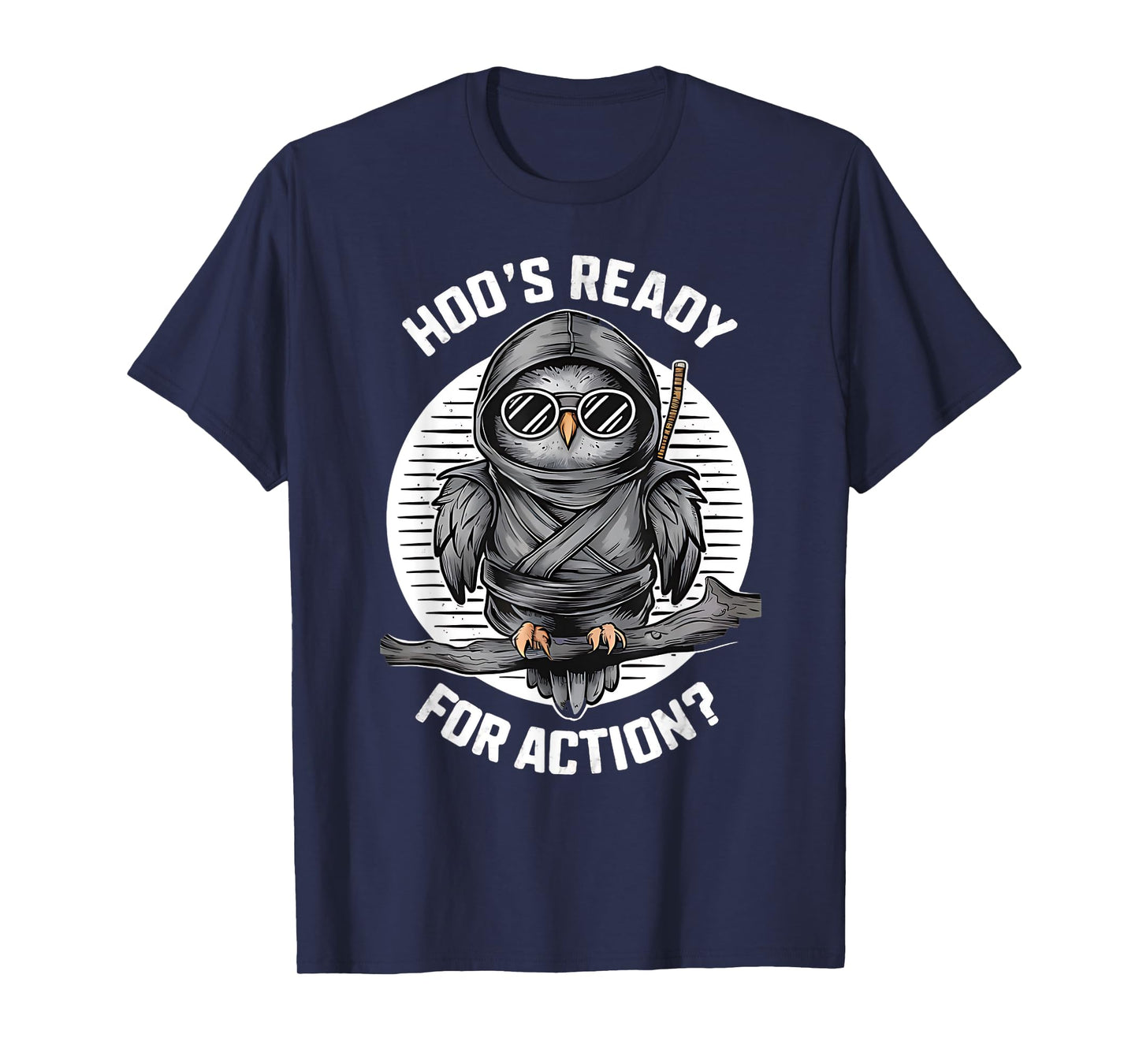 Funny Ninja Owl Birds Lover Night Actions Design T-Shirt