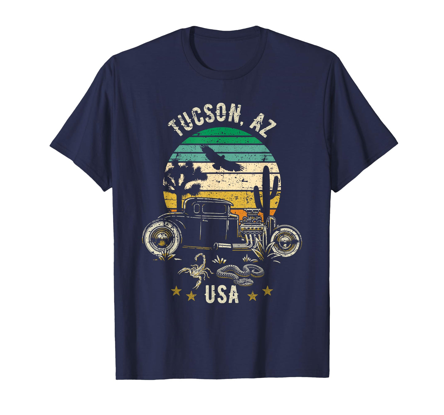 Tucson AZ USA Hotrod Retro Desert Sunset Style Design T-Shirt