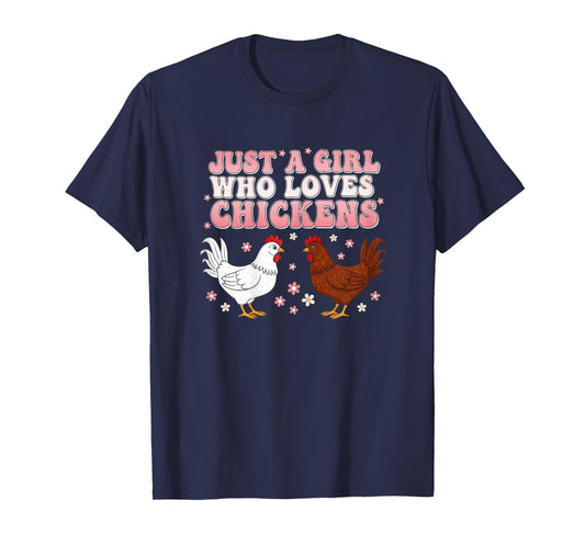 Just A Girl Who Loves Chickens Groovy Chicken Lover Girls T-Shirt