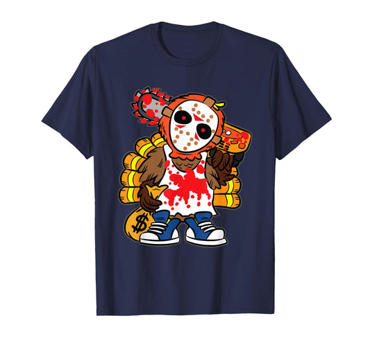 Turkey Horror Movie Thanksgiving Day Funny Bird Fall Autumn T-Shirt