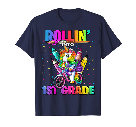 1st Grade Unicorn Back to School First Day of School Girls T-Shirt
