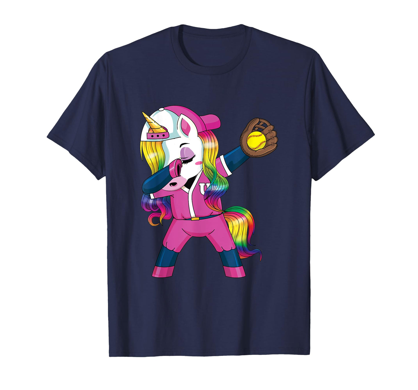 Dabbing Unicorn Softball Gift Girls Women T-Shirt