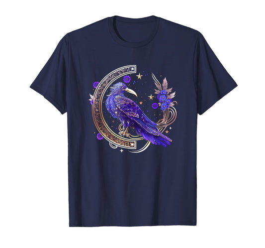 Asgard Trends I Odin Thor Freya Viking Rune Design Mystical Crow, Raven Birds, Nordic, Celtic, Wicca, Morrigan Unisex Casual T-Shirt - Black, Small, Short Sleeve
