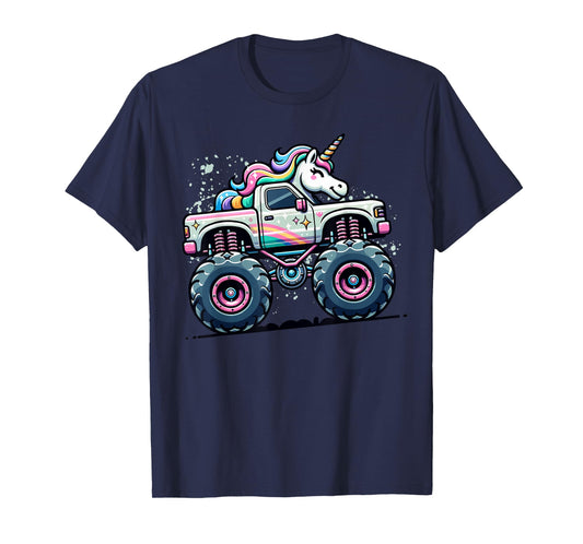 Monster Truck Unicorn Birthday Party Girls Monster Truck T-Shirt