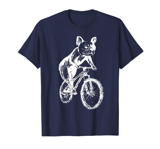 French Bulldog On A Bike Retro Dog Riding Bicycle Cycling T-Shirt
