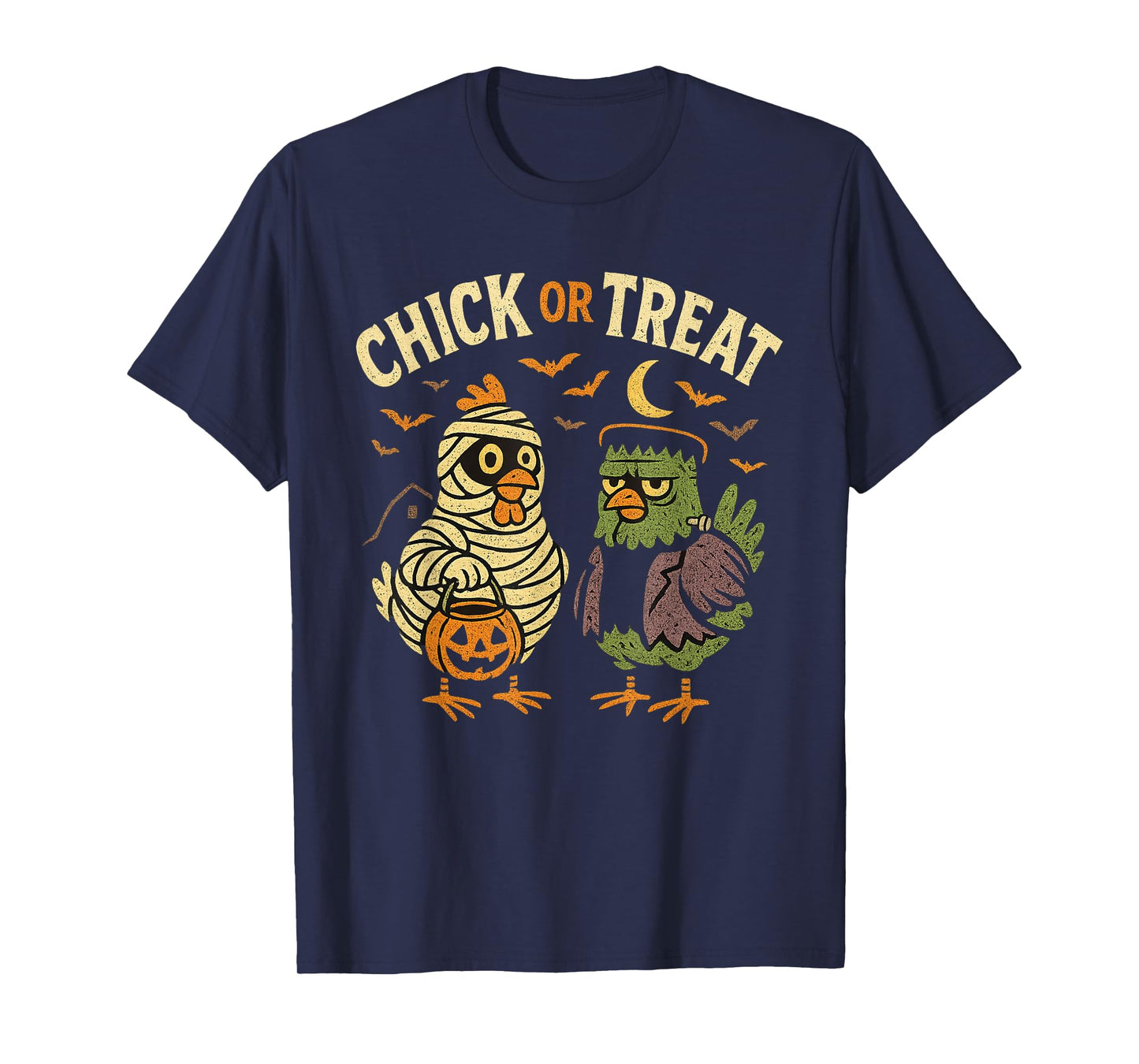 Chick or Treat Shirt Chicken Halloween Shirt Distressed T-Shirt