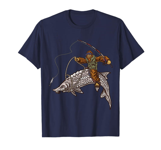 Sturgeon Fishing Bigfoot Fisherman T-Shirt